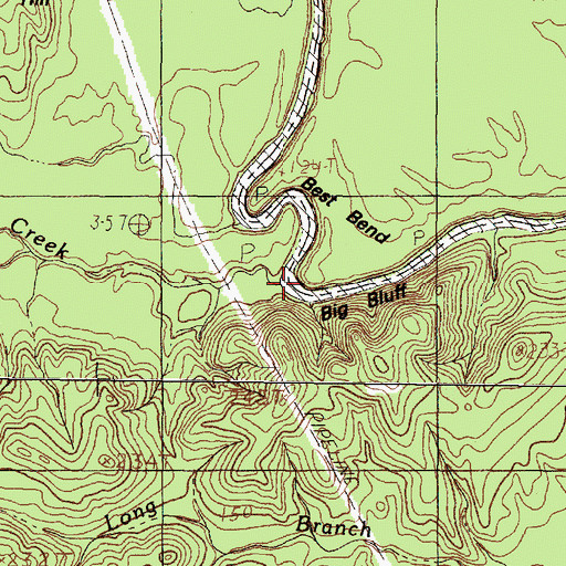 Topographic Map of McGraw Creek, TX