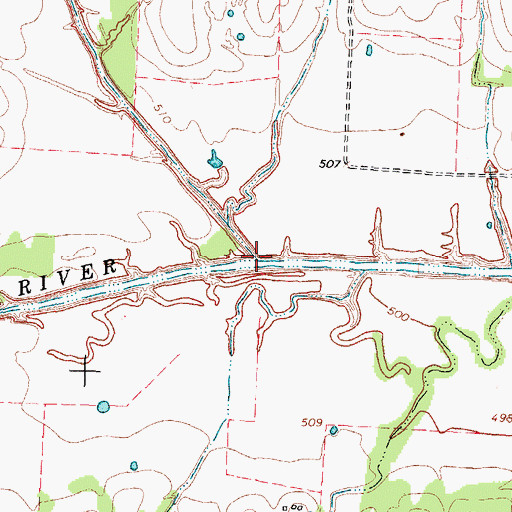 Topographic Map of Merrill Creek, TX