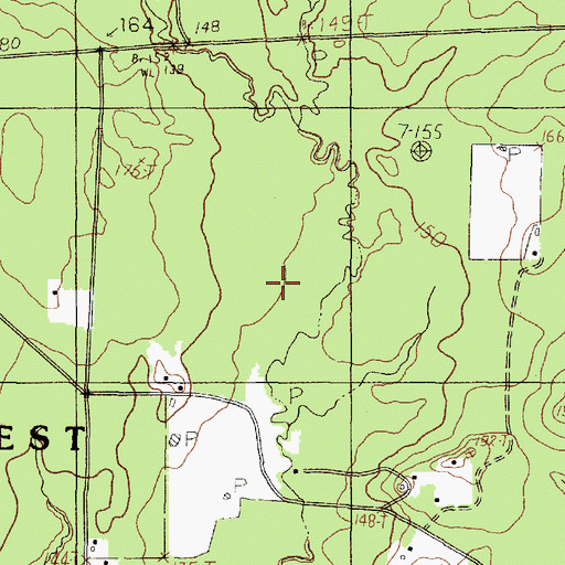 Topographic Map of Mill Creek, TX