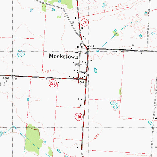 Topographic Map of Monkstown, TX