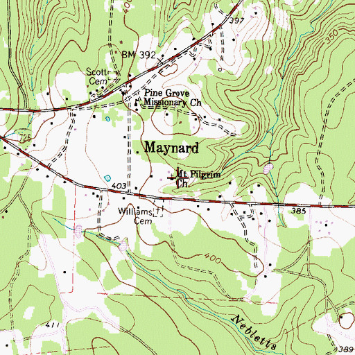 Topographic Map of Mount Pilgrim Church, TX