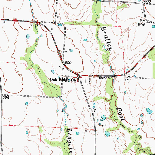 Topographic Map of Oak Ridge Church, TX