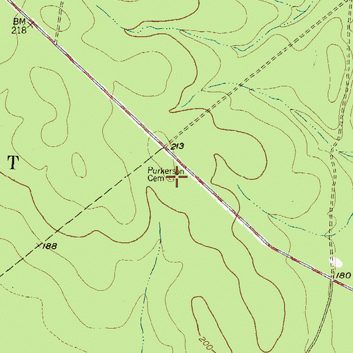 Topographic Map of Purkerson Cemetery, TX