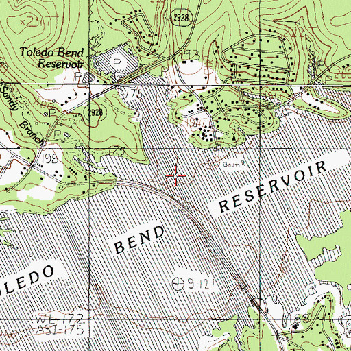 Topographic Map of Rice Creek, TX