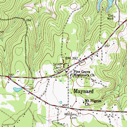 Topographic Map of Scott Cemetery, TX