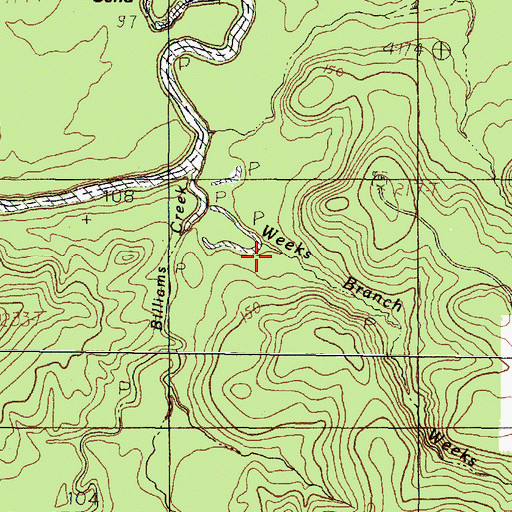 Topographic Map of Weeks Branch, TX
