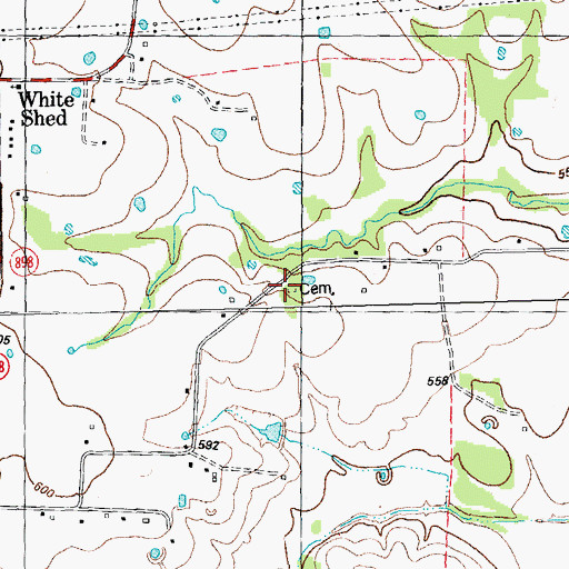 Topographic Map of White Cemetery, TX