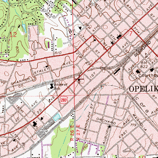 Topographic Map of Second Avenue Baptist Church, AL