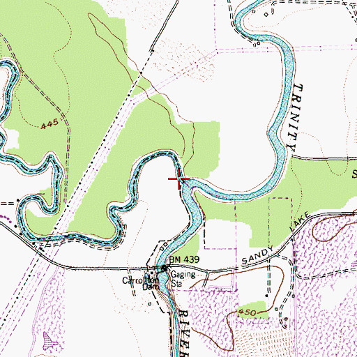 Topographic Map of Denton Creek, TX