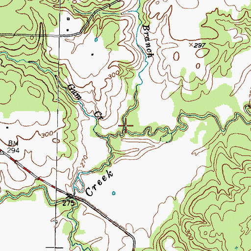 Topographic Map of Parker Branch, TX