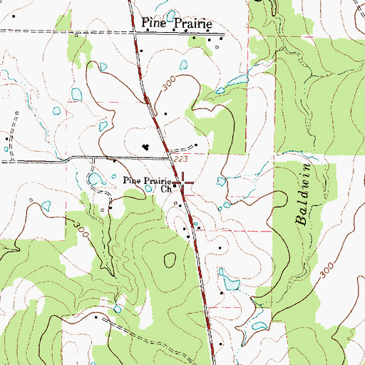 Topographic Map of Pine Prairie Church, TX