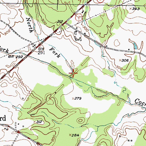 Topographic Map of South Fork Cochino Bayou, TX