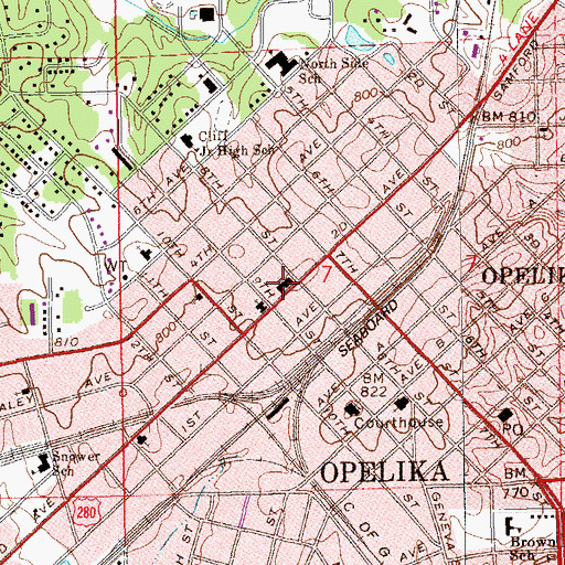 Topographic Map of Trinity Methodist Church, AL
