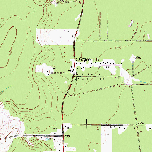 Topographic Map of Grace, TX