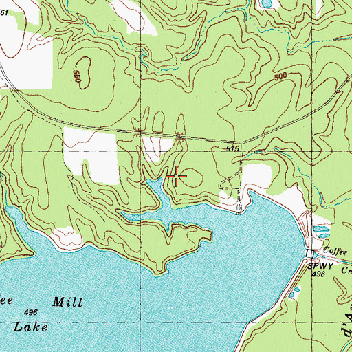Topographic Map of East Coffee Mill Recreation Site, TX