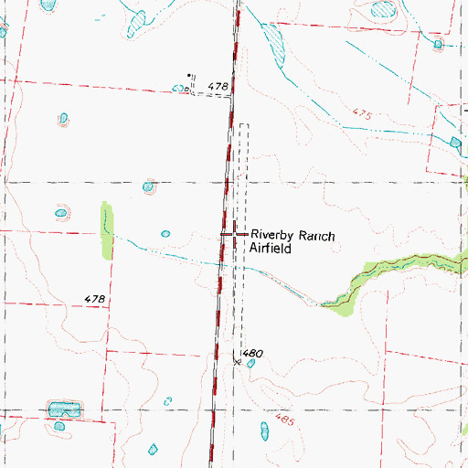 Topographic Map of Riverby Ranch Airfield (historical), TX