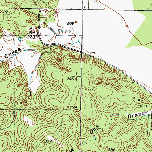 Topographic Map of Bowman Creek, TX