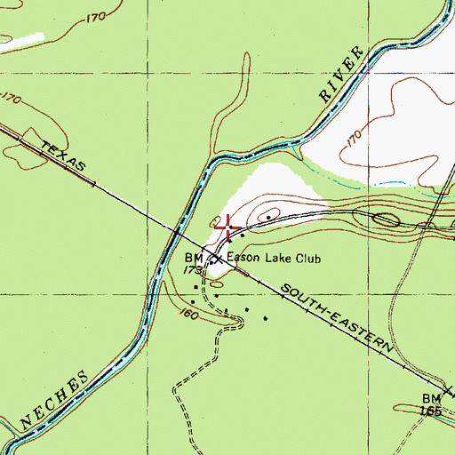 Topographic Map of Eason Lake CLub, TX