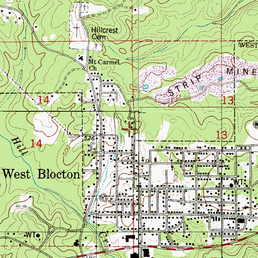 Topographic Map of Hill Creek Mine, AL