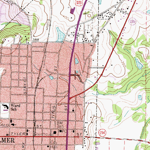 Topographic Map of Upshur County, TX