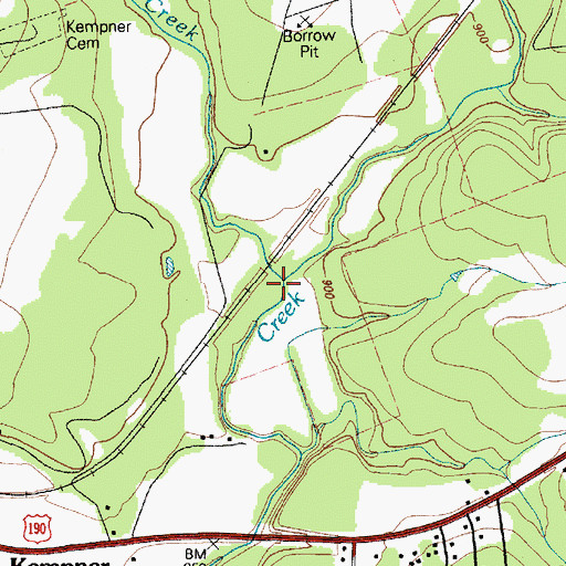 Topographic Map of Binnion Creek, TX
