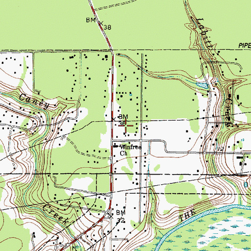 Topographic Map of Old River Community, TX