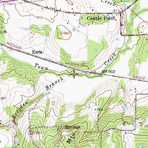 Topographic Map of Brogden Branch, TX
