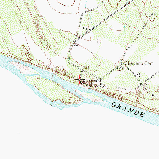 Topographic Map of Chapeno Gaging Station, TX