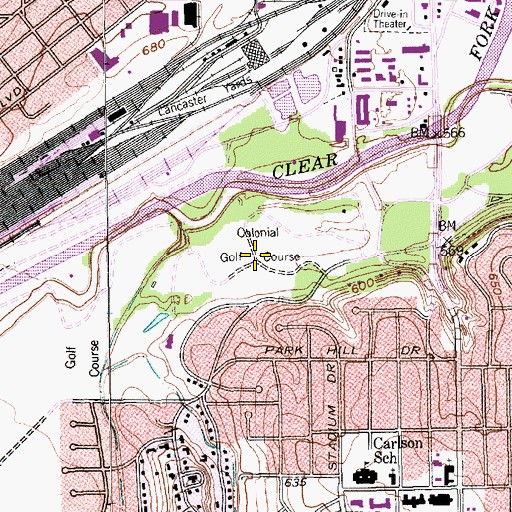 Topographic Map of Colonial Golf Course, TX