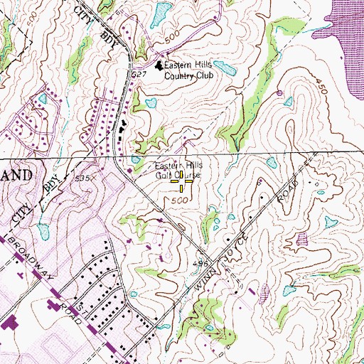 Topographic Map of Eastern Hills Golf Course, TX