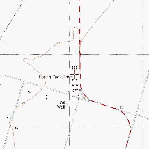 Topographic Map of Harlan Tank Farm, TX