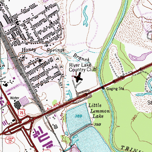 Topographic Map of River Lake Country Club, TX
