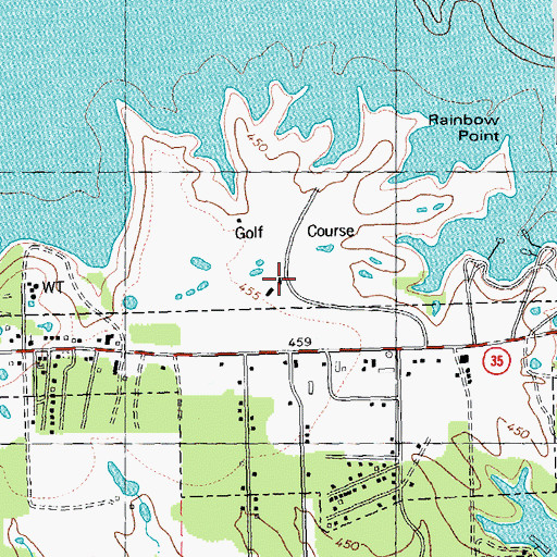 Topographic Map of Tawakoni Golf Club, TX