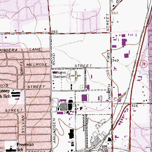 Topographic Map of Williams Stadium, TX
