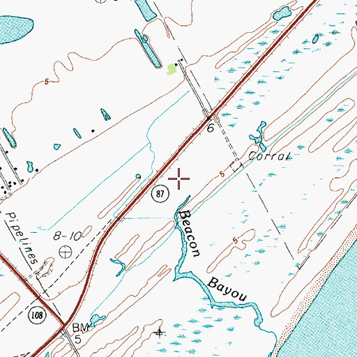 Topographic Map of Beacon Bayou, TX