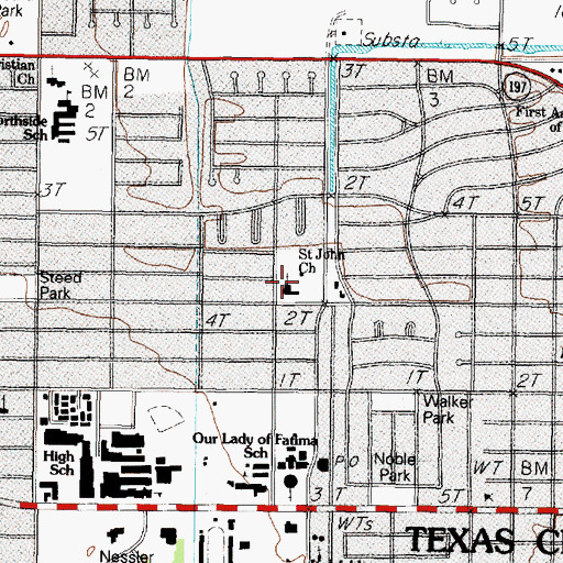 Topographic Map of Saint Johns United Methodist Church, TX
