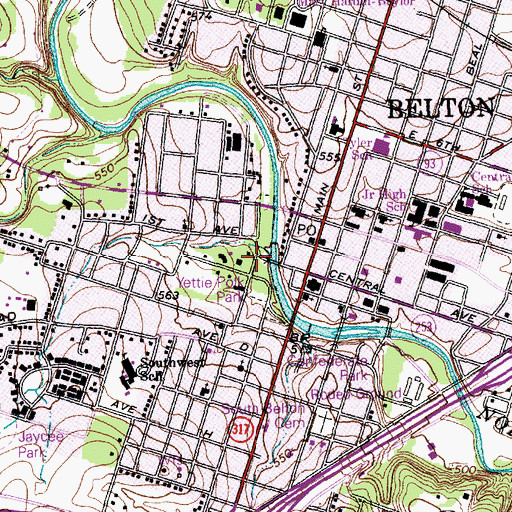Topographic Map of Yettie Polk Park, TX