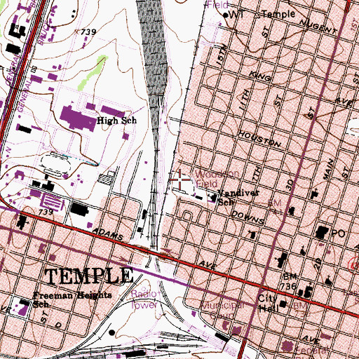 Topographic Map of Woodson Field, TX