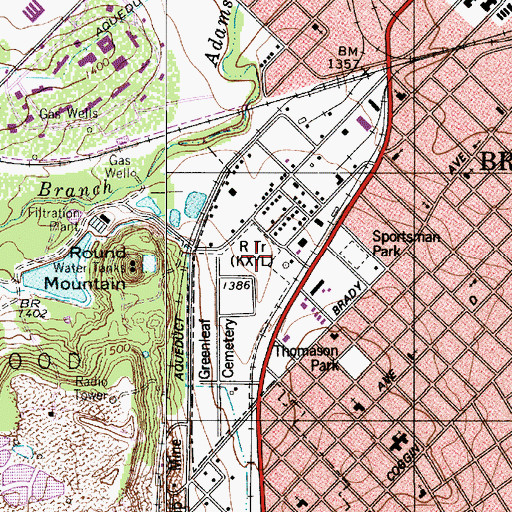 Topographic Map of KXYL-AM (Brownwood), TX