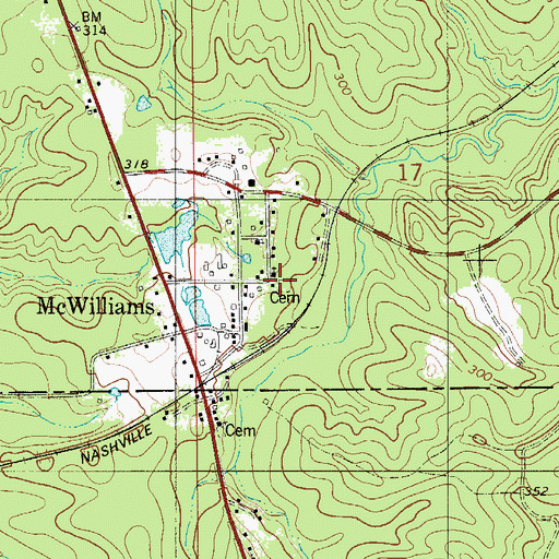 Topographic Map of Pineview Cemetery, AL