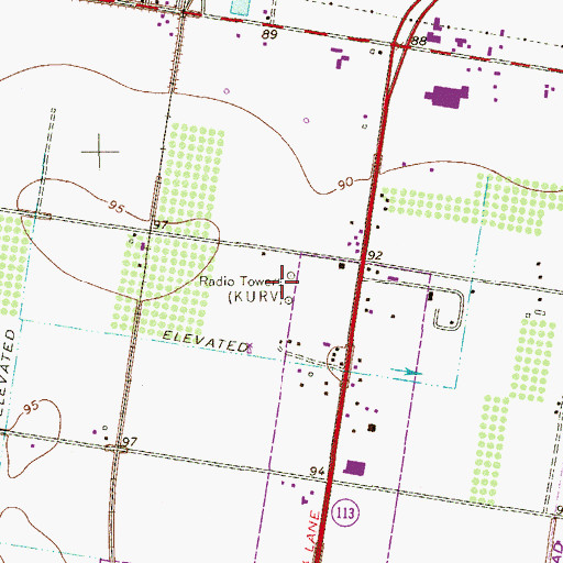Topographic Map of KURV-AM (Edinburg), TX