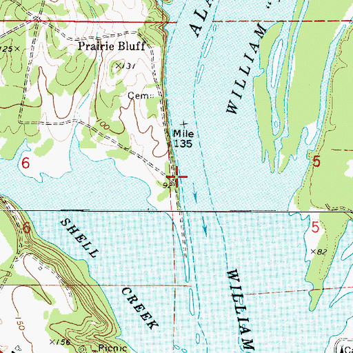 Topographic Map of Prairie Bluff Landing (historical), AL
