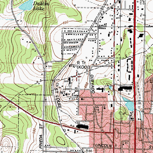 Topographic Map of KEBE-AM (Jacksonville), TX