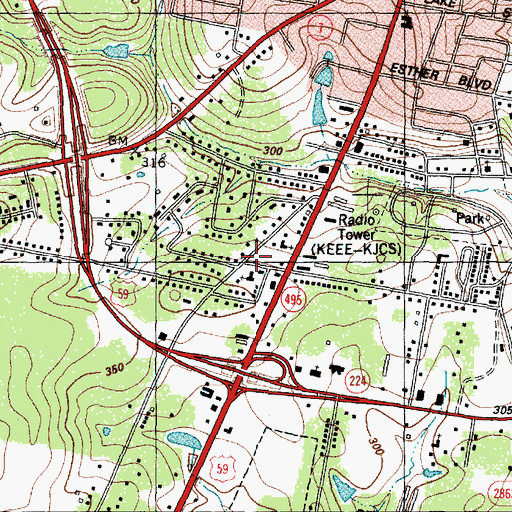 Topographic Map of KEEE-AM (Nacogdoches), TX