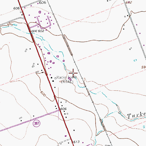 Topographic Map of KTAE-AM (Taylor), TX