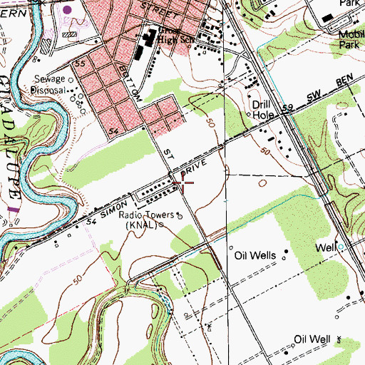 Topographic Map of KNAL-AM (Victoria), TX