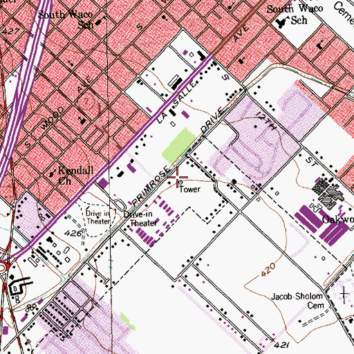 Topographic Map of KWTX-AM (Waco), TX