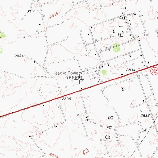 Topographic Map of KERB-FM (Kermit), TX