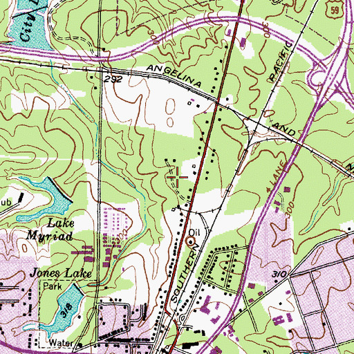 Topographic Map of KUEZ-FM (Lufkin), TX
