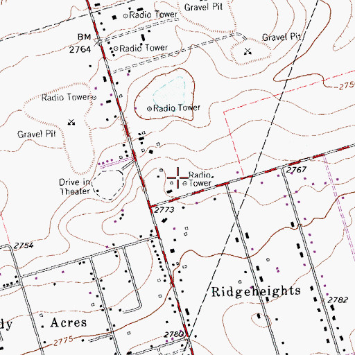 Topographic Map of KBAT-FM (Midland), TX